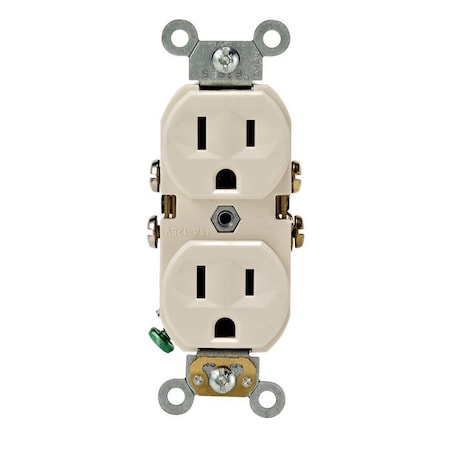 Leviton Straight Blade Receptacle, 5-15R, 15 A, 125V AC, 2 Pole, 3 Wire, Self-Grounded 0BR15-0TS